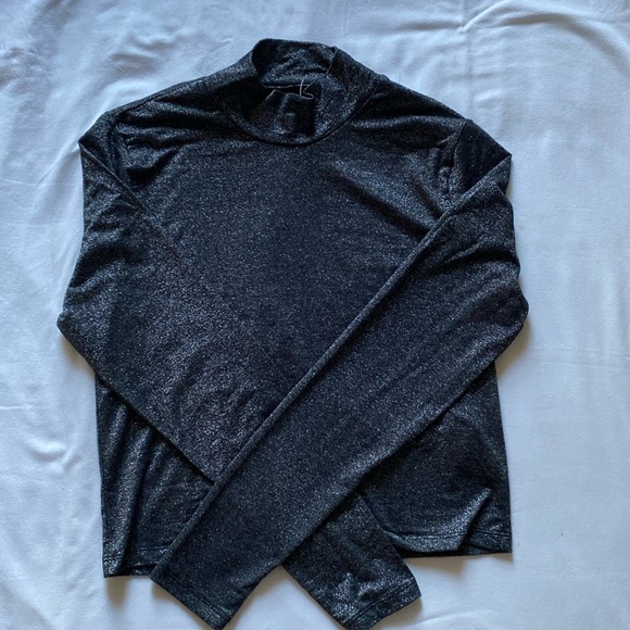 Abercrombie&Fitch grey/black sparkle mock neck top (Size L). Never worn - Picture 1 of 3
